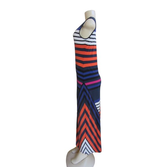 ELLEN TRACY Multi Colored Striped Tank Sleeveless Maxi Dress in Size 2 - Picture 3 of 5